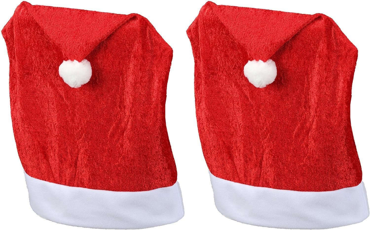 Weihnachten Stuhlhussen 2er Set I Samt I Rot I Nikolausm&uuml;tze I Stuhlbezug Weihnachtsdeko Weihnachtsm&uuml;tze Stuhldeko Husse Stuhl Stuhl&uuml;berzug - Bild 1