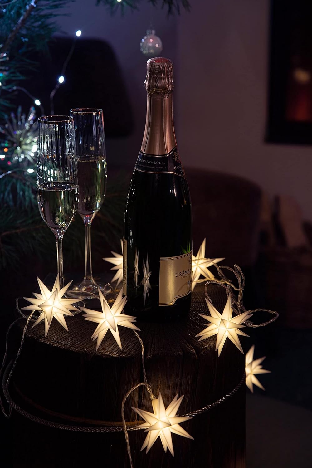 Weihnachtsstern LED Dekostern Klein 12cm WEISS mit FERNBEDIENUNG und  Batteriefach fr 3 AA Batterien 6h Timer fr Innen & Aussen 3D Stern 18