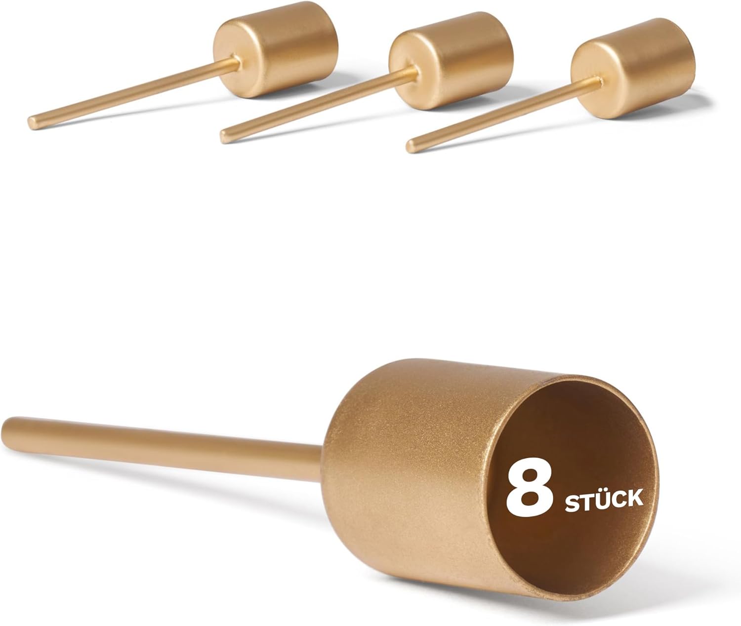 8X Stabkerzenhalter Gold I Kerzenpick 10 x 2 ,5 cm Kerzenhalter f&uuml;r Adventskranzdekoration I Kerzenpin Kerzenleuchter I Dekoration Weihnachten Kerzenpin - Bild 1