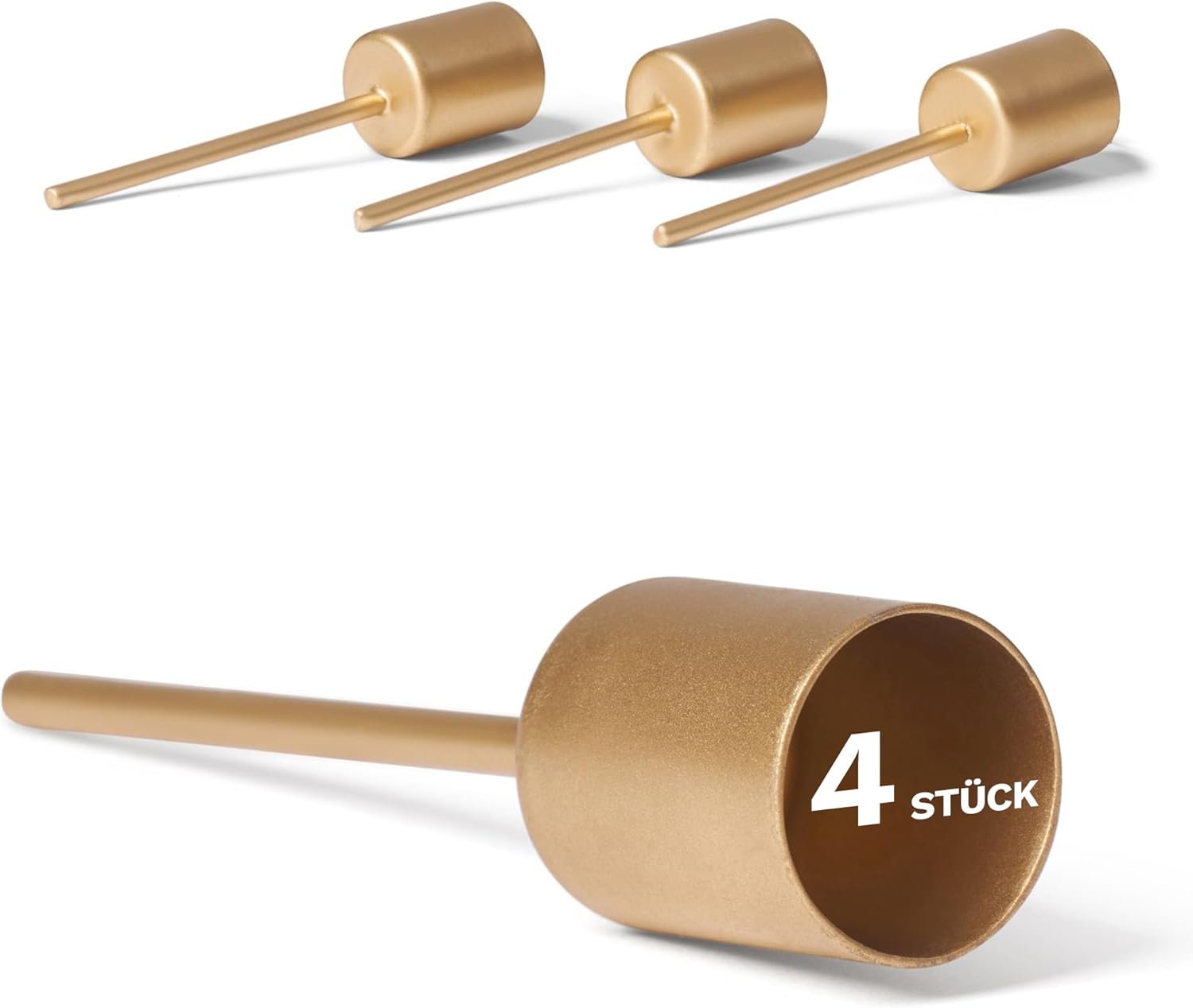 4X Stabkerzenhalter Gold I Kerzenpick 10 x 2 ,5 cm Kerzenstecker f&uuml;r Stabkerzen Weihnachtsdekoration I Kerzenpin Adventskranzdekoration Kerzenleuchter - Bild 1
