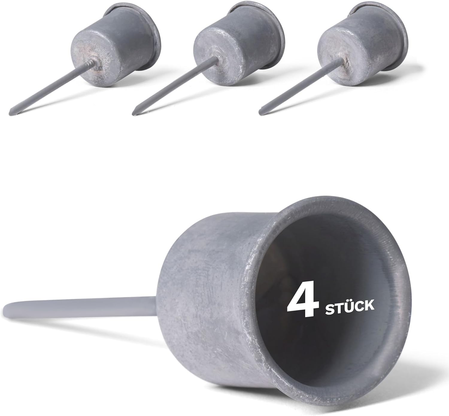 4X Stabkerzenhalter grau I Kerzenpick 7 ,1 x &Oslash; 2 ,8 cm Kerzenstecker f&uuml;r Stabkerzen I Kerzenpin Adventskranzdekoration Kerzenleuchter I Dekoration Weihnachten - Bild 1