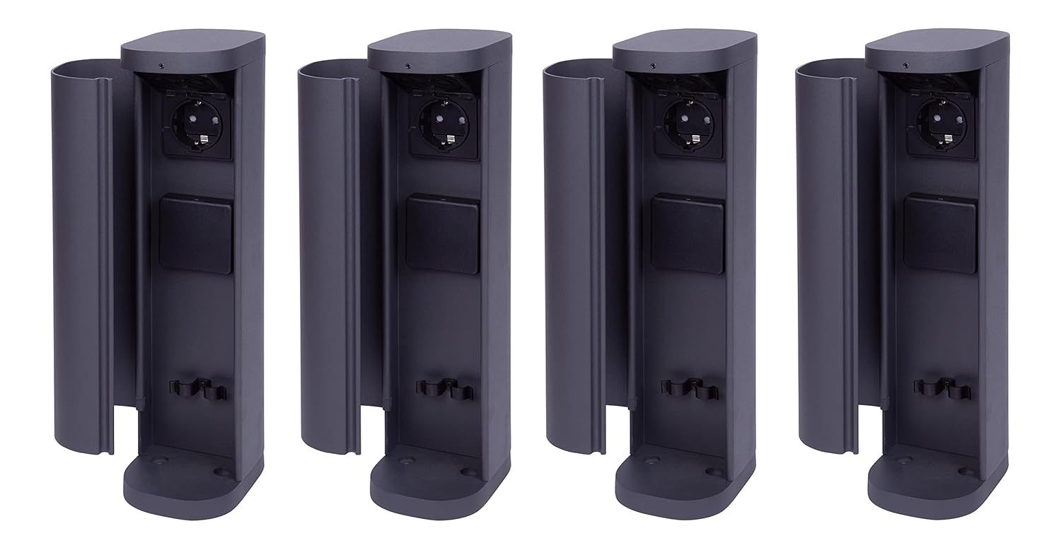 4x Steckdosenturm 2-fach au&szlig;en Anthrazit rund mit Blende IP44 Steckdose Aussen Gartensteckdose Outdoor Steckdoses&auml;ule Garten Steckdosenturm - Bild 1