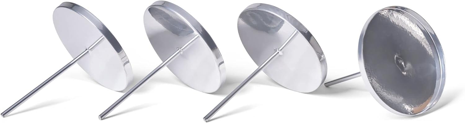4X Kerzenpick flach 9cm Silber Weihnachtskranz Kerzenst&auml;nder Adventskranzdeko Kerzenhalter Adventskranz Adventskerzenhalter Kerzenteller zum Stecken rund Kerzenpin Kerzent&uuml;lle Metall - Bild 1