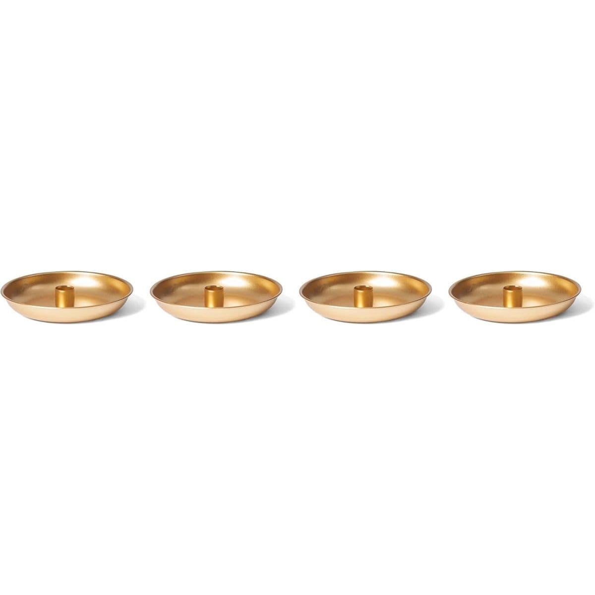 Kerzenst&auml;nder Stabkerzen 4er-Set Gold 18cm Adventskranz Kerzenteller scandic chic Candle Holder Stabkerzenhalter Weihnachten Dekoschale Tischdeko modern Wohnzimmerdekoration - Bild 1