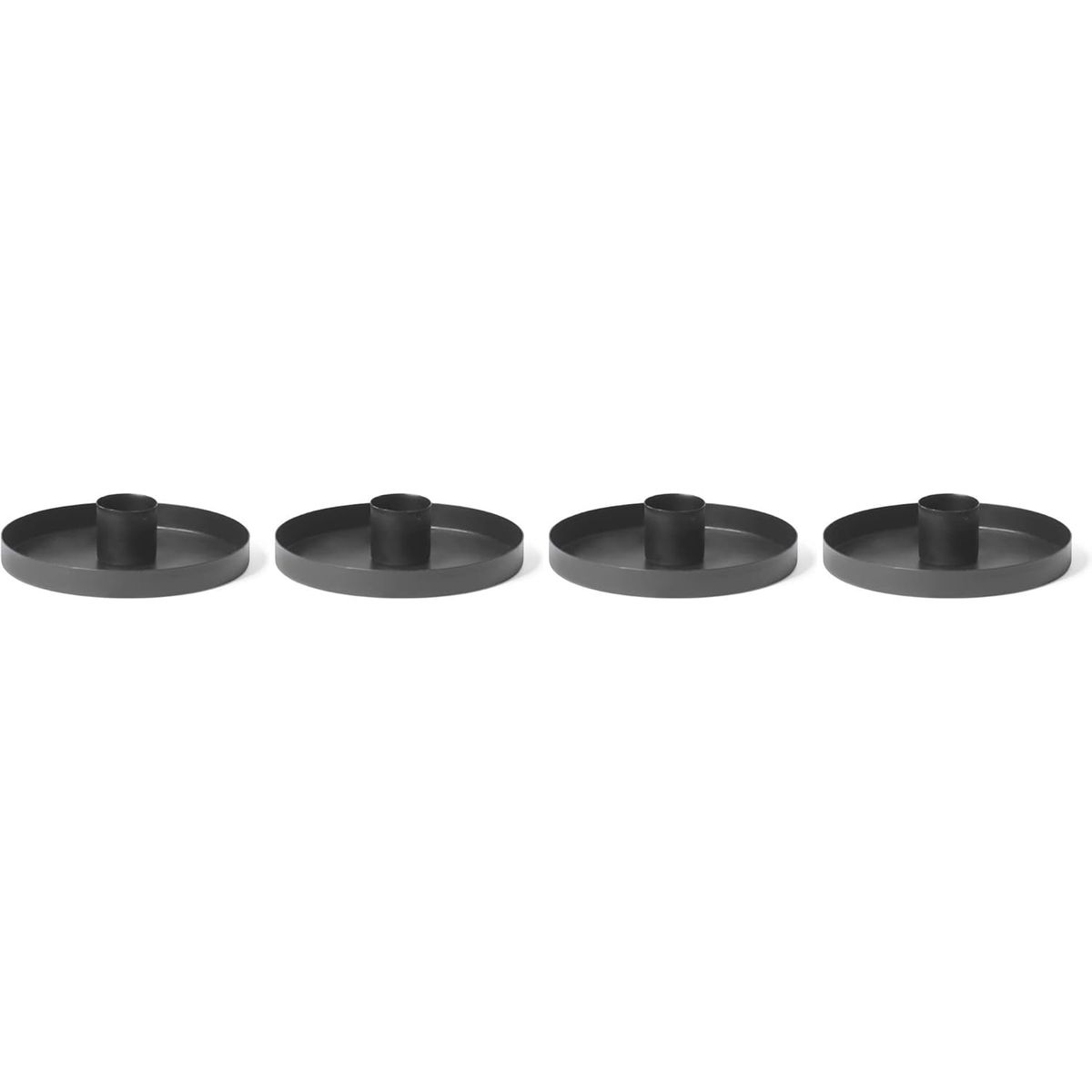 4X Kerzenhalter 9cm Metall Stabkerzenhalter Kerzenteller Kerzenst&auml;nder Candle Holder Kerzenpin Stabkerzen Tafelkerzen SCHWARZ Adventskranz weihnachtliche Tischdekoration scandic chic - Bild 1