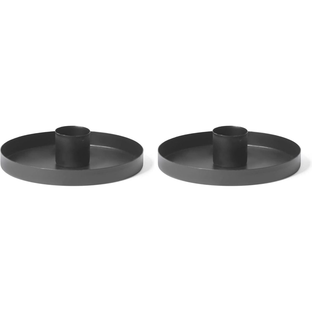 2X Stabkerzenhalter rund Metall Durchmesser 9cm matt SCHWARZ Kerzenhalter Candle Holder Kerzenpick Adventskranz scandic chic Kerzenteller Dekoschale Tafelkerzen Weihnachtsdekoration - Bild 1