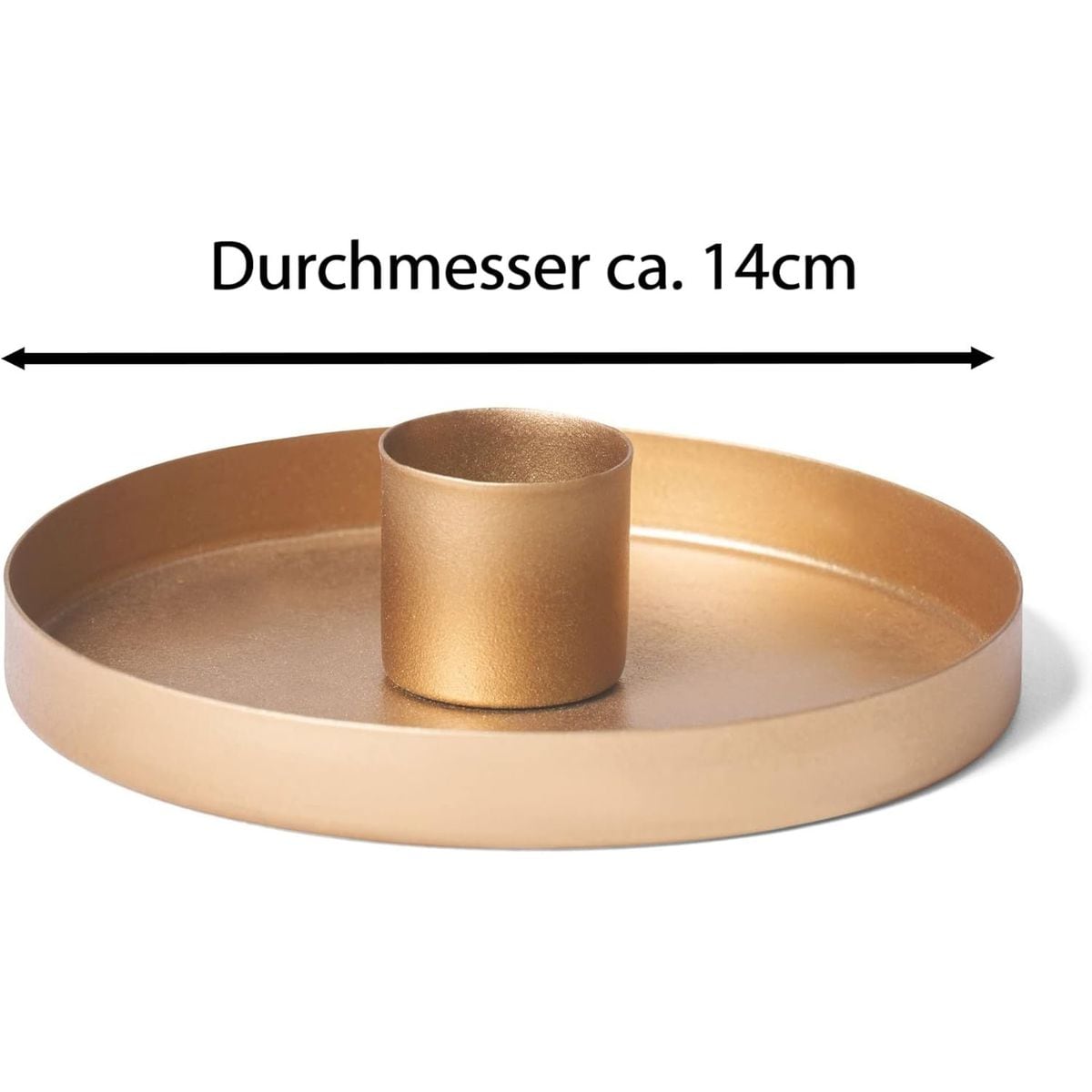 4er-Set Stabkerzenhalter Durchmesser 14cm Dekoschale Gold rund Metall Kerzenhalter Adventskranz Candle Holder Kerzenpick scandic chic Kerzenteller Tafelkerzen Weihnachtsdekoration - Bild 1