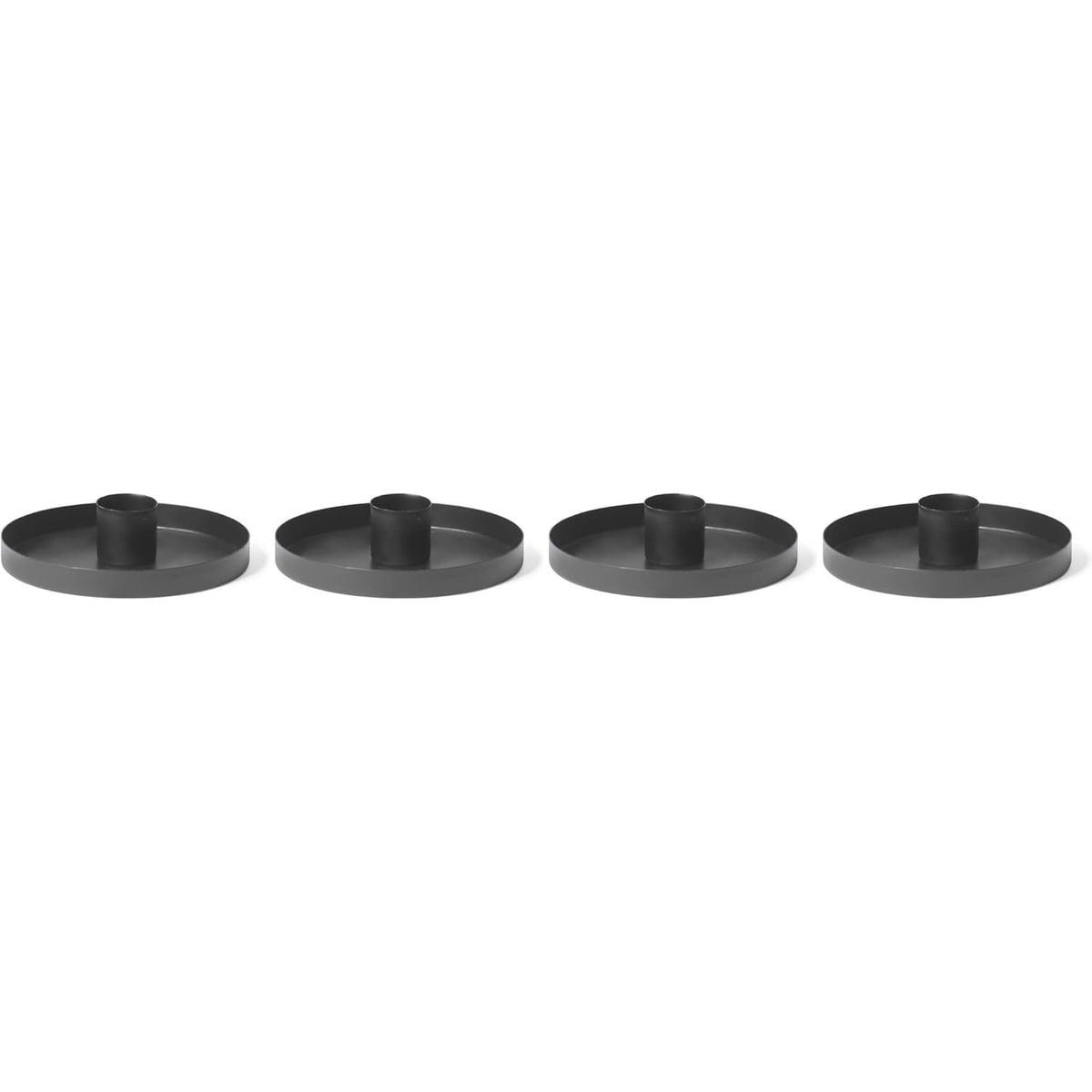 4er-Set Kerzenhalter 6cm Metall Stabkerzen Tafelkerzen SCHWARZ Adventskranz weihnachtliche Tischdekoration scandic chic Stabkerzenhalter Kerzenteller Kerzenst&auml;nder Candle Holder Kerzenpin - Bild 1