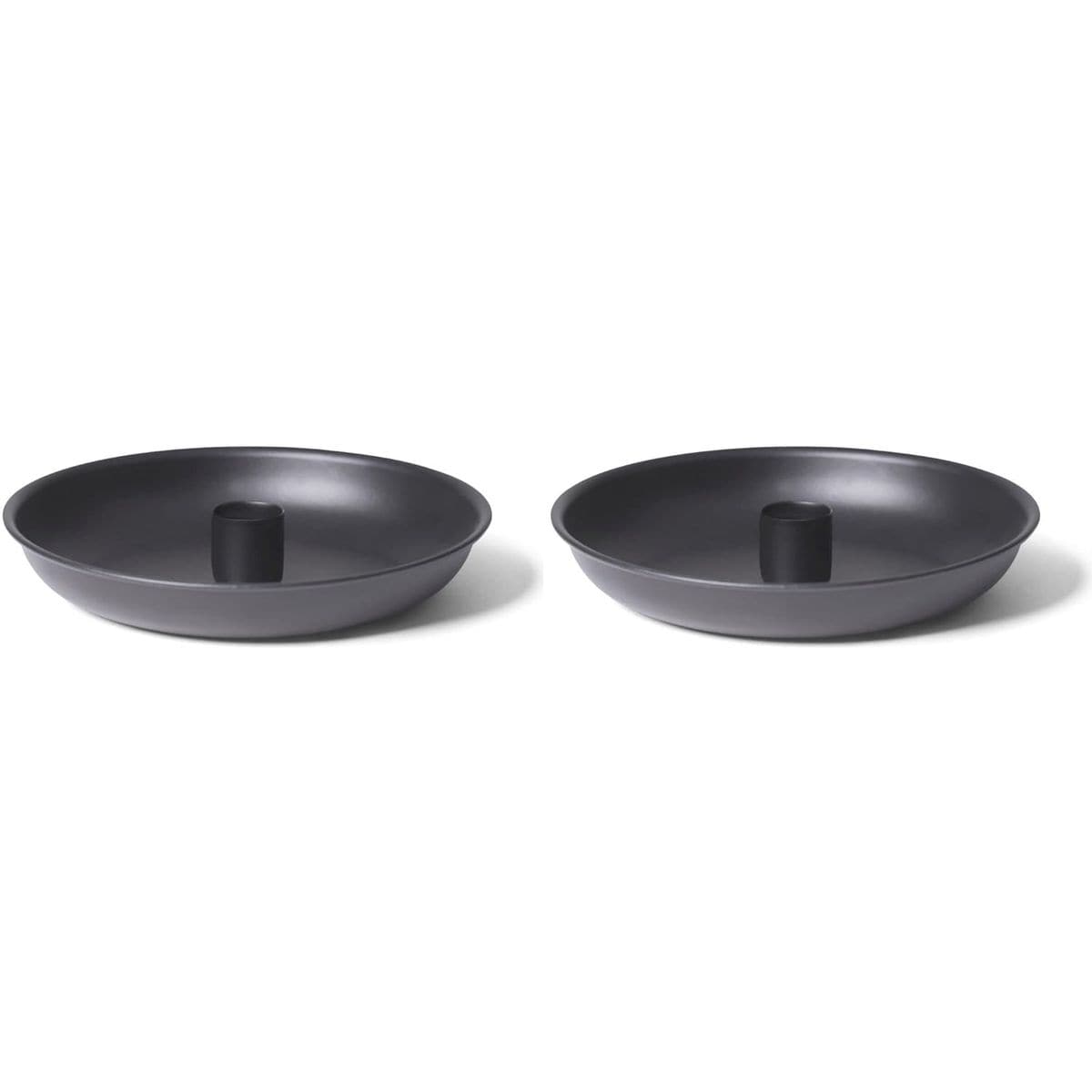Kerzenst&auml;nder Stabkerzen 2er-Set SCHWARZ Durchmesser 13cm Weihnachten Adventskranz Kerzenteller scandic chic Candle Holder Stabkerzenhalter Dekoschale Tischdeko modern Wohnzimmer - Bild 1