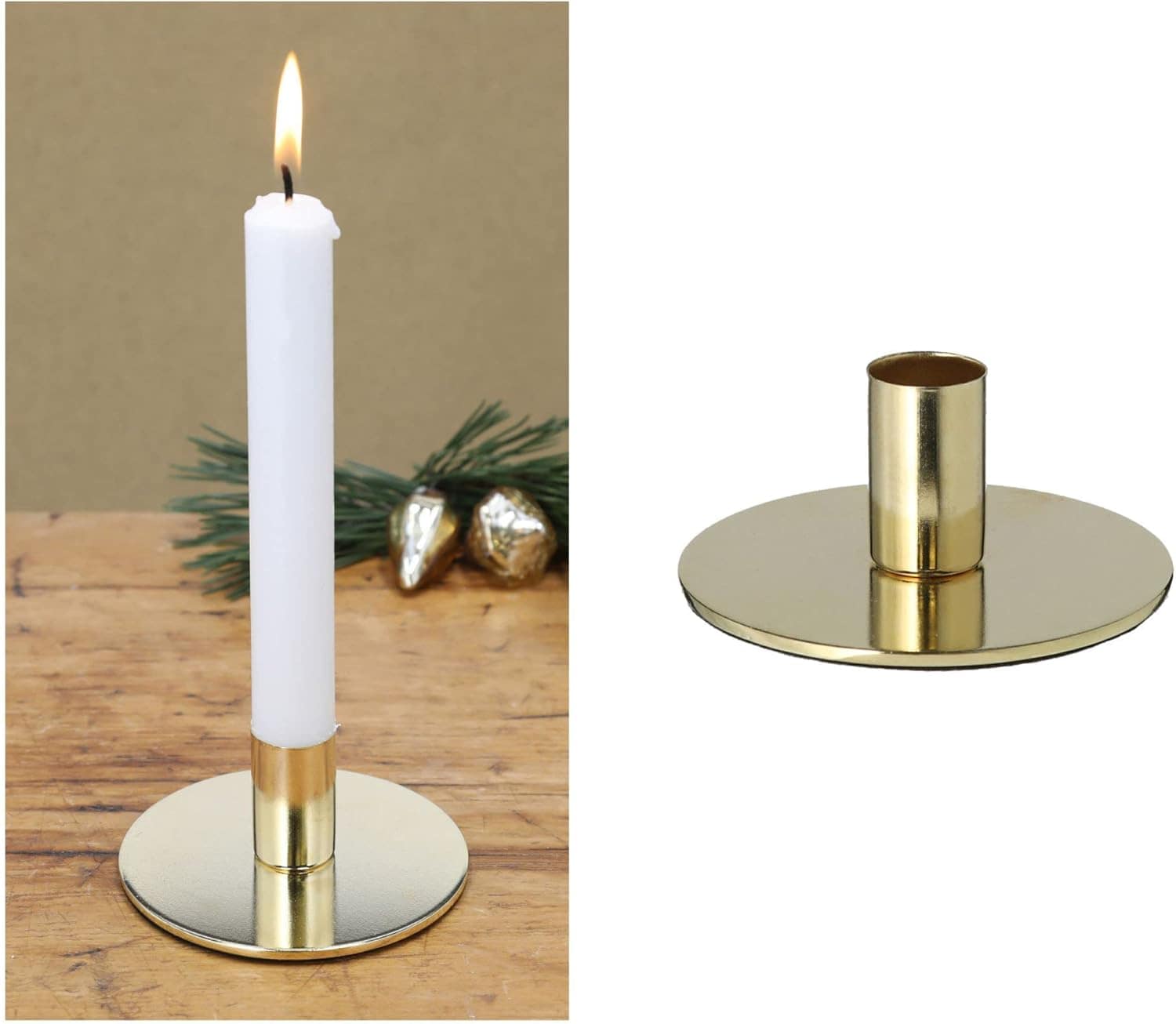 Stabkerzenhalter Metall Kerzenst&auml;nder Gold 10x5cm Tischdekoration Weihnachten Dekoschale Kerzenst&auml;nder Tafelkerzen Adventskranz Kerzenpin scandic chic Kerzenteller Dekoschale - Bild 1