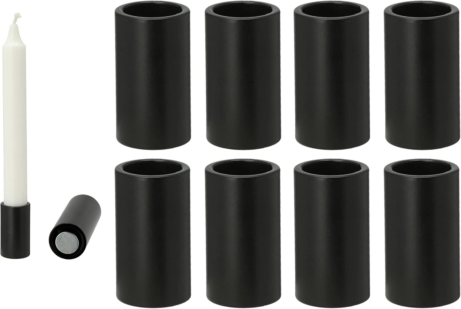 8X Kerzenhalter f&uuml;r Stabkerzen Candle Holder magentisch SCHWARZ 2 ,8x7 ,5cm Tischdekoration weihnachtlich scandic chic Kerzent&uuml;lle Wohnzimmerdeko Kerzenst&auml;nder Magnet Tafelkerzen - Bild 1