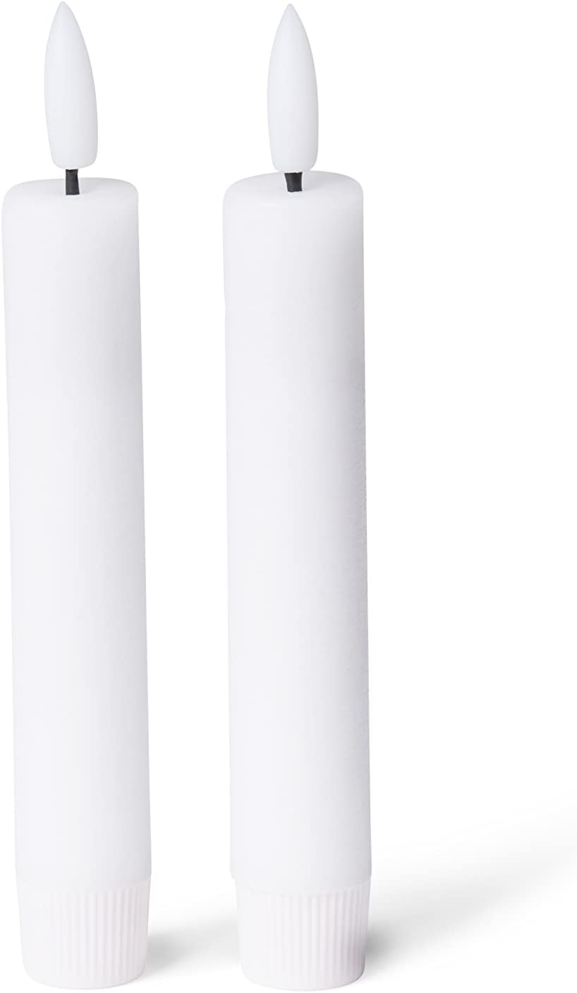 LED Stabkerze mit Timerfunktion 12er Set - Wei&szlig;e Stabkerze LED bewegliche Flamme Timer - 12 ,5cm H&ouml;he f&uuml;r 2 ,2cm Durchmesser / 2 AAA Batterien notwendig - True Glow LED Kerzen Stabkerze - Bild 1