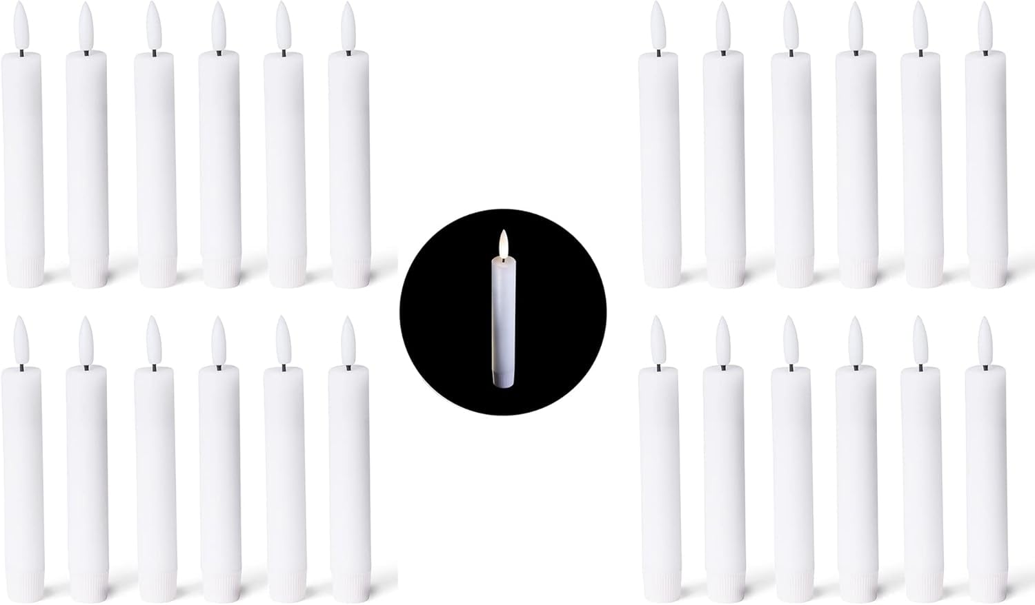 24er Set Stabkerze LED - Stabkerze aus Echtwachs bewegliche Flamme Timer - 12 ,5cm H&ouml;he f&uuml;r 2 ,2cm Durchmesser / 2 AAA Batterien notwendig - Stabkerze LED bewegliche Flamme - Bild 1