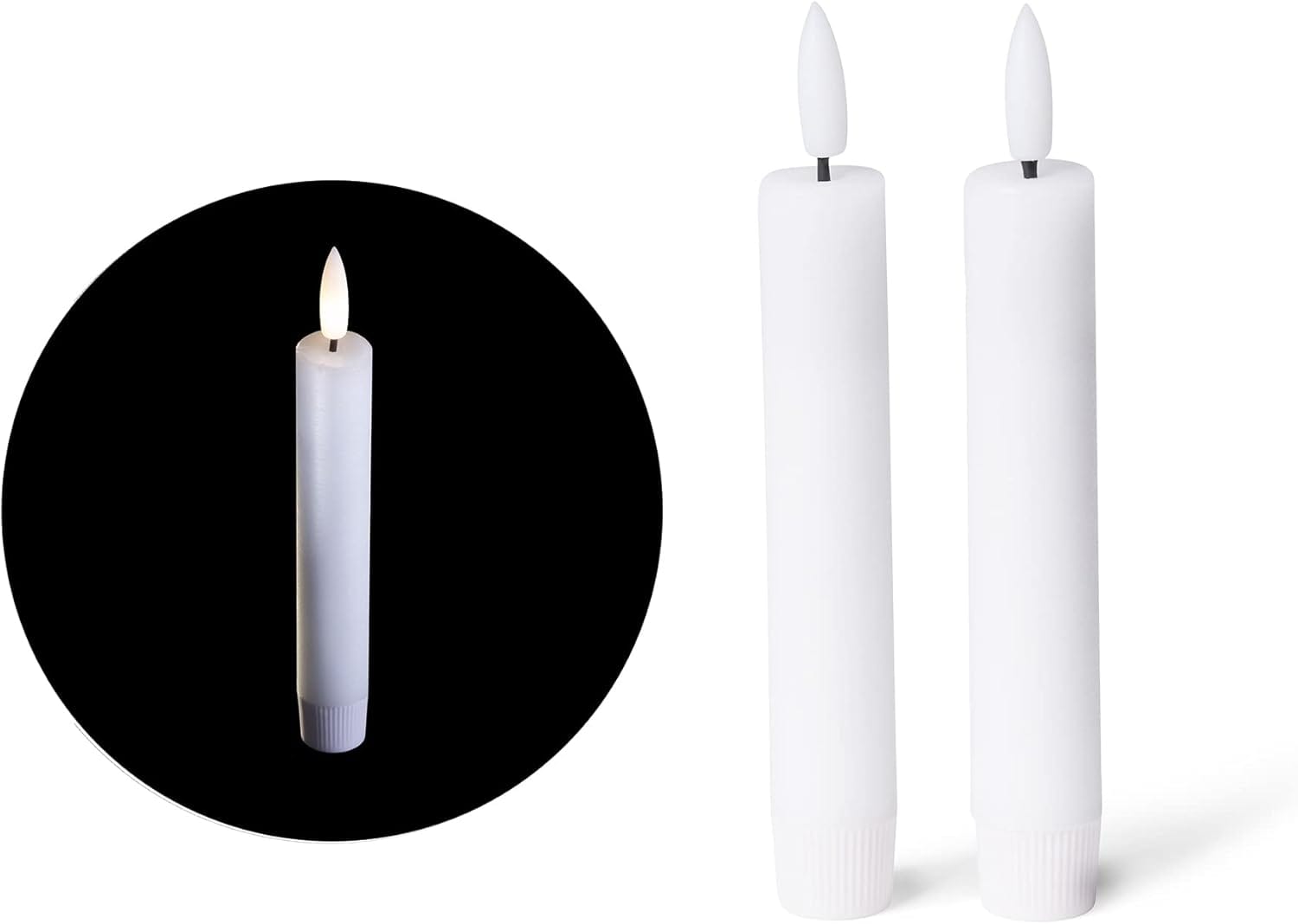 LED Stabkerze 2er Indoor mit Timer Funktion - 6 Stunden - Wei&szlig; - 12 ,5cm H&ouml;he f&uuml;r 2 ,2cm Durchmesser / 2 AAA Batterien notwendig - Stabkerze LED bewegliche Flamme - Bild 1