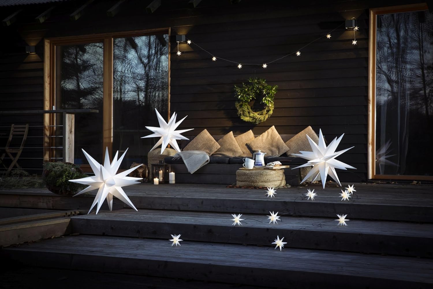 3er Sparset Weihnachtssterne LED Dekosterne 25cm Weiss fr AUSSEN Kabel mit  Trafo 3D Stern 18 Zackig Leuchtstern Weihnachtslicht Winterbeleuchtung 3D  Stern Weihnachtslicht online kaufen bei Netto