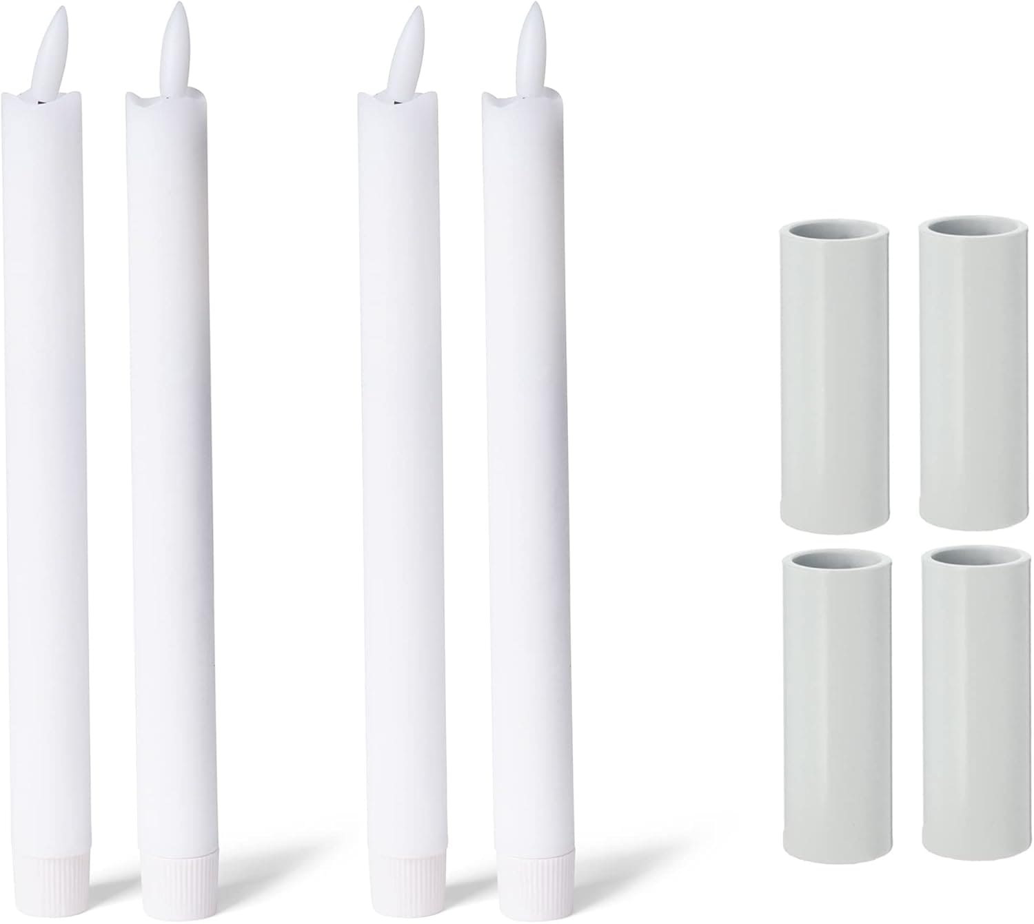 Novaliv 4X Kerzenst&auml;nder magnetisch 2 ,8x5cm Weiss mit LED-Kerzen Premium Echtwachs Tafelkerze elektrisch Kerzenpick Wohnzimmerdekoration Kerzenhalter Stabkerzen weihnachtliche Tischdekoration - Bild 1