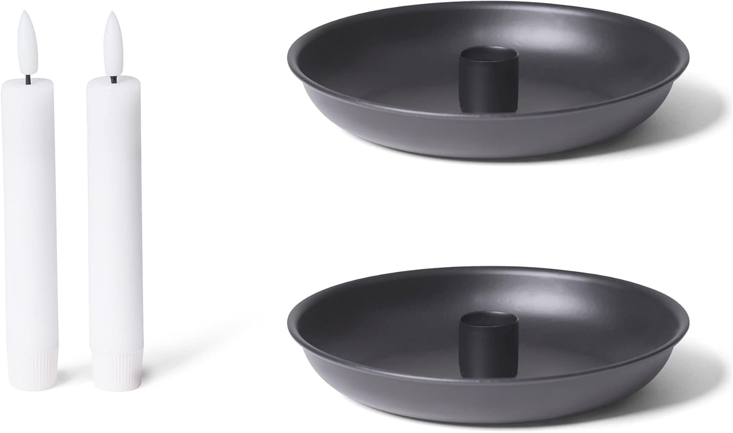 Novaliv Kerzenst&auml;nder Stabkerzen 2er-Set SCHWARZ Durchmesser 13cm Weihnachten Adventskranz Kerzenteller scandic chic Candle Holder Stabkerzenhalter Dekoschale Tischdeko modern Wohnzimmer - Bild 1