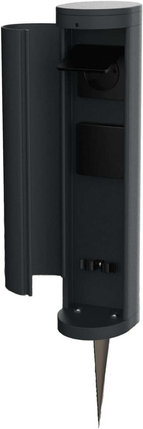 Novatool 1x Steckdosenturm 2-fach au&szlig;en Anthrazit rund mit Blende IP44 mit Erdspie&szlig; Steckdose Aussen Gartensteckdose Outdoor Steckdoses&auml;ule Garten Steckdosenturm - Bild 1