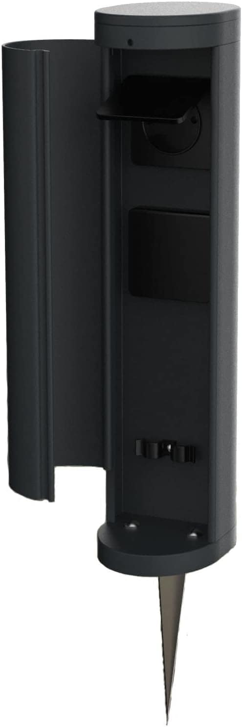 Novatool 1x Steckdosenturm 2-fach au&szlig;en Anthrazit rund mit Blende IP44 mit Erdspie&szlig; Steckdose Aussen Gartensteckdose Outdoor Steckdoses&auml;ule Garten Steckdosenturm - Bild 1