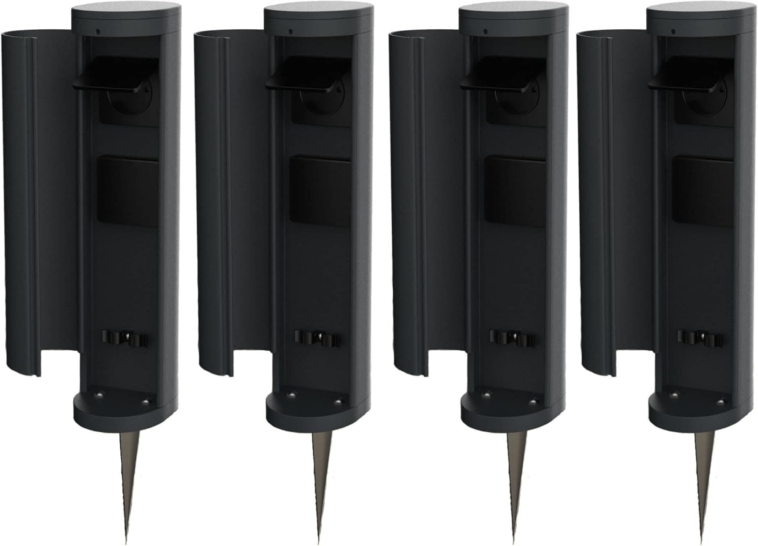 Novatool 4x Steckdosenturm 2-fach au&szlig;en Anthrazit rund mit Blende IP44 mit Erdspie&szlig; Steckdose Aussen Gartensteckdose Outdoor Steckdoses&auml;ule Garten Steckdosenturm - Bild 1