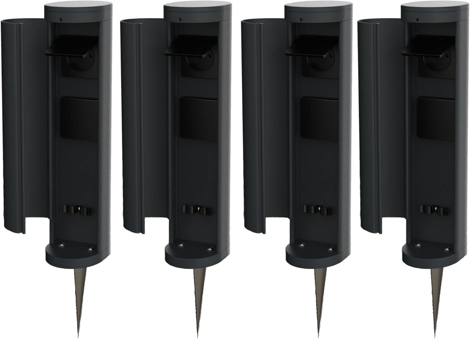 4x Steckdosenturm 2-fach außen Anthrazit rund mit Blende IP44 mit Erdspieß Steckdose Aussen Gartensteckdose Outdoor Steckdosesäule Garten Steckdosenturm