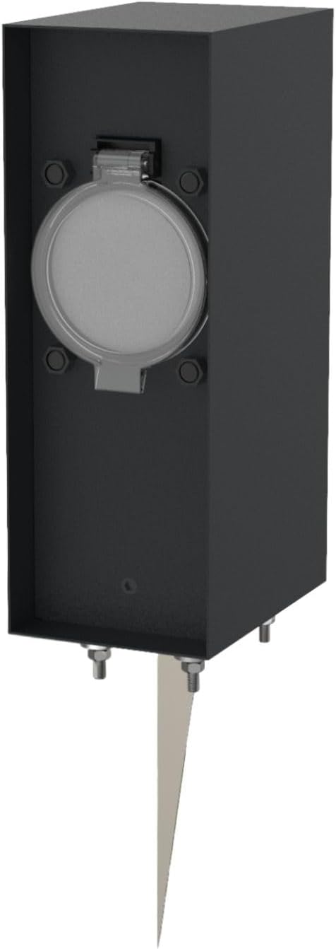 Novatool 1x Steckdosens&auml;ule 2-Fach Anthrazit Edelstahl eckig IP44 mit Erdspie&szlig; Aussensteckdose mit Zeitschaltuhr Steckdose Garten Steckdosens&auml;ule - Bild 1