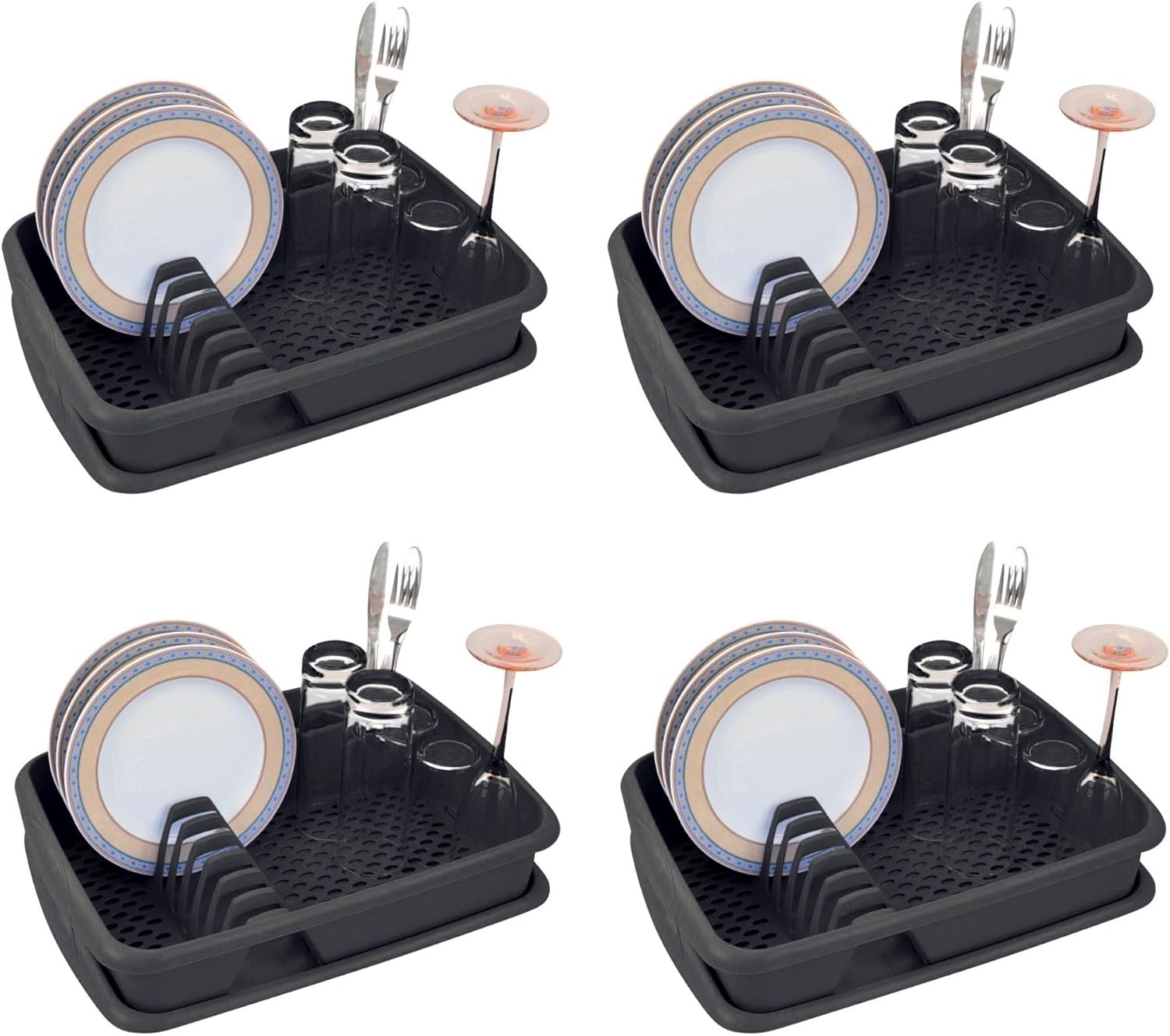 Novaliv 4X Abwasch Organizer ANTHRAZIT GRAU 40 x 30 cm Abwasch Abtropfgestell Vielseitige Anwendung f&uuml;r K&uuml;che & Waschbecken klein Besteck und Geschirrst&auml;nder Dish Rack - Bild 1