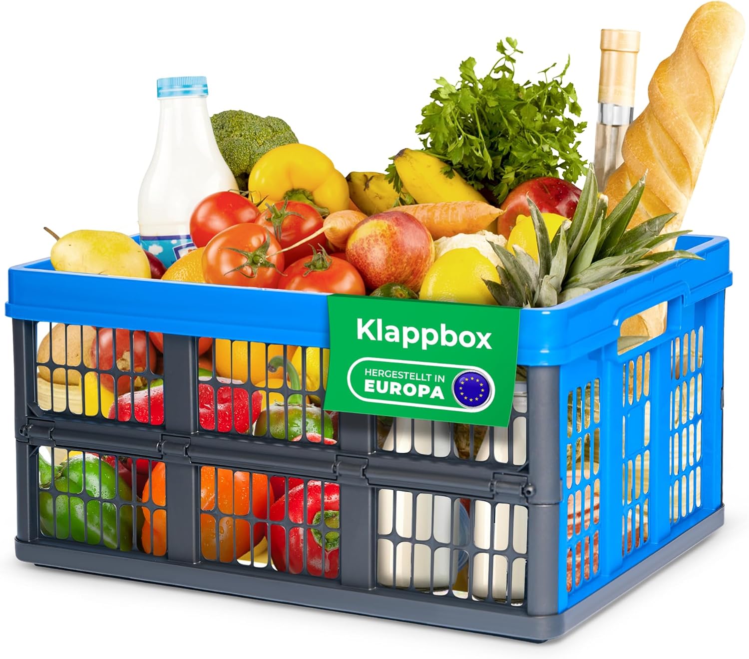 Novaliv Klappbox 45l Blau - Faltbare Korbbox mit praktischen Tragegriffen - Vielseitige Aufbewahrungsbox - Bild 1