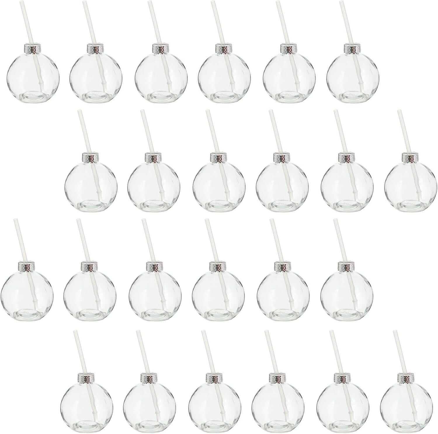 Novaliv 24x Tassen Glühwein 400 ml Personalisierte Weihnachtstasse mit Trinkhalm – Weihnachtskugel als Glühweinbecher – Christbaumkugel Motiv Tasse Tannenbaum Kugel Weihnachtstassen Handwärmer Mugs | 04251888519207