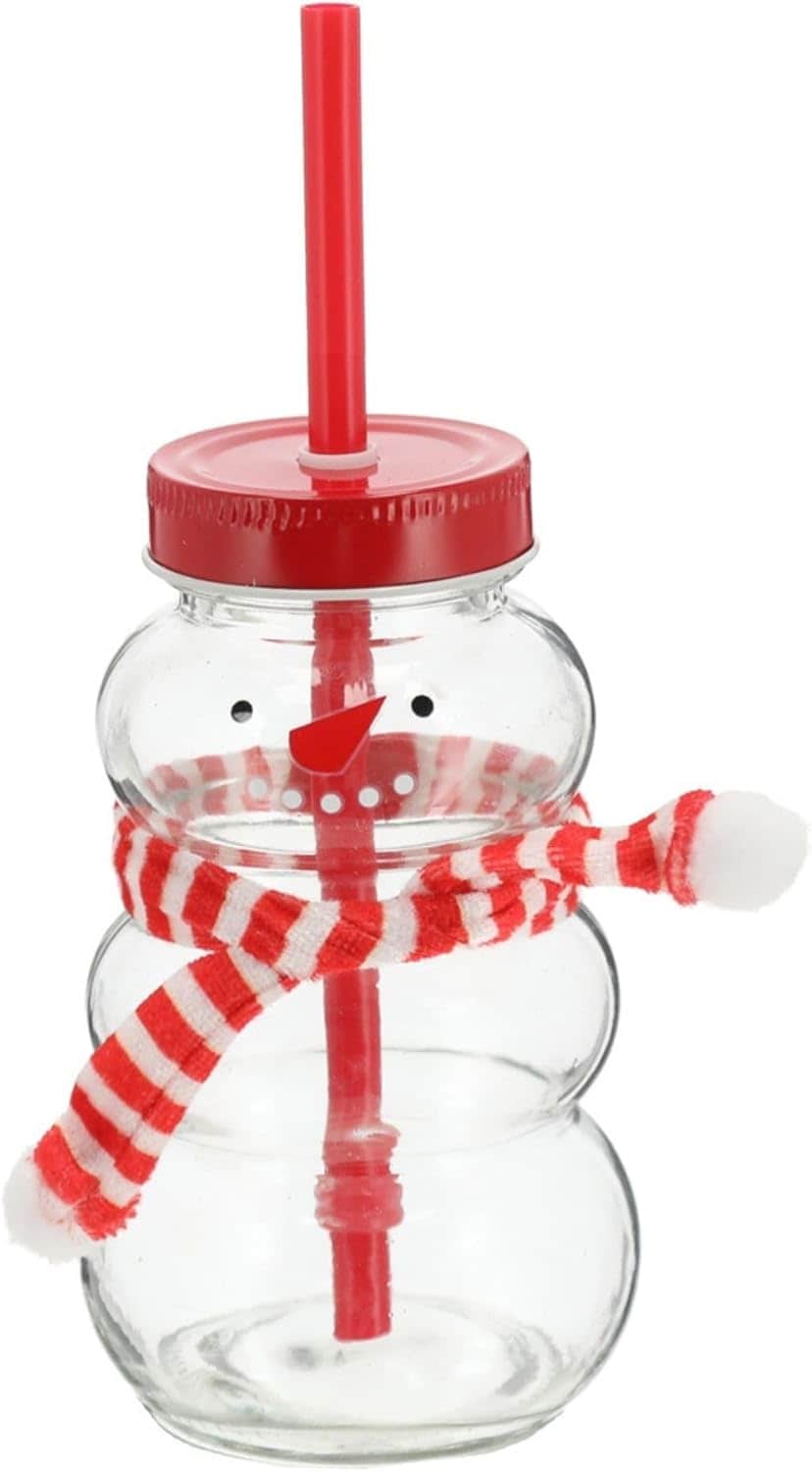 Novaliv Tasse Gl&uuml;hwein 260 ml Personalisierte Weihnachtstasse mit Trinkhalm - Schneemann als Gl&uuml;hweinbecher - Weihnachts Motiv Tasse mit Deckel und Strohhalm Weihnachtstassen Handw&auml;rmer Xmas Mugs - Bild 1