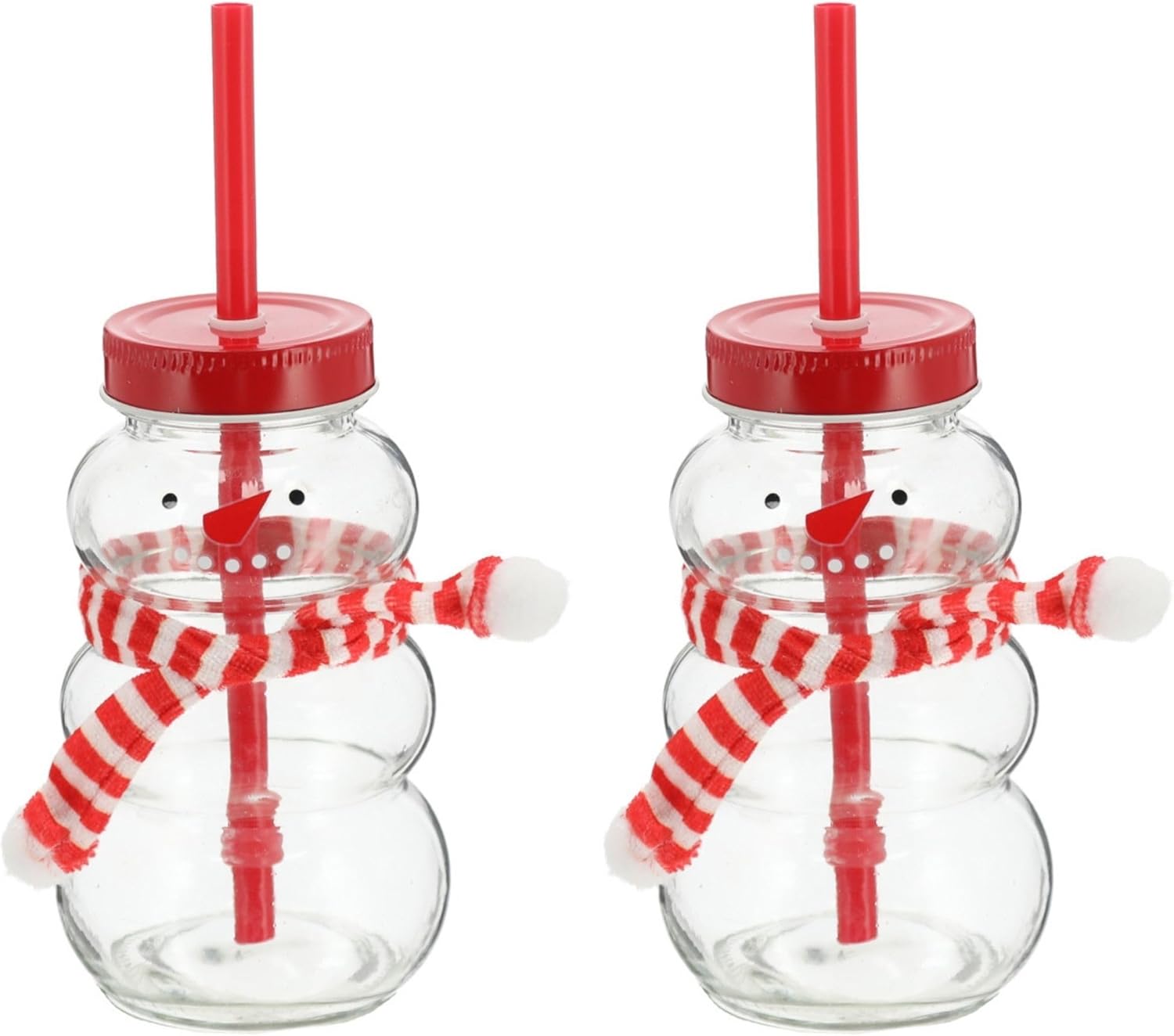 Novaliv 2X Tassen Gl&uuml;hwein 260 ml Personalisierte Weihnachtstasse mit Trinkhalm - Schneemann als Gl&uuml;hweinbecher - Weihnachts Motiv Tasse mit Deckel und Strohhalm Weihnachtstassen Handw&auml;rmer Mugs - Bild 1