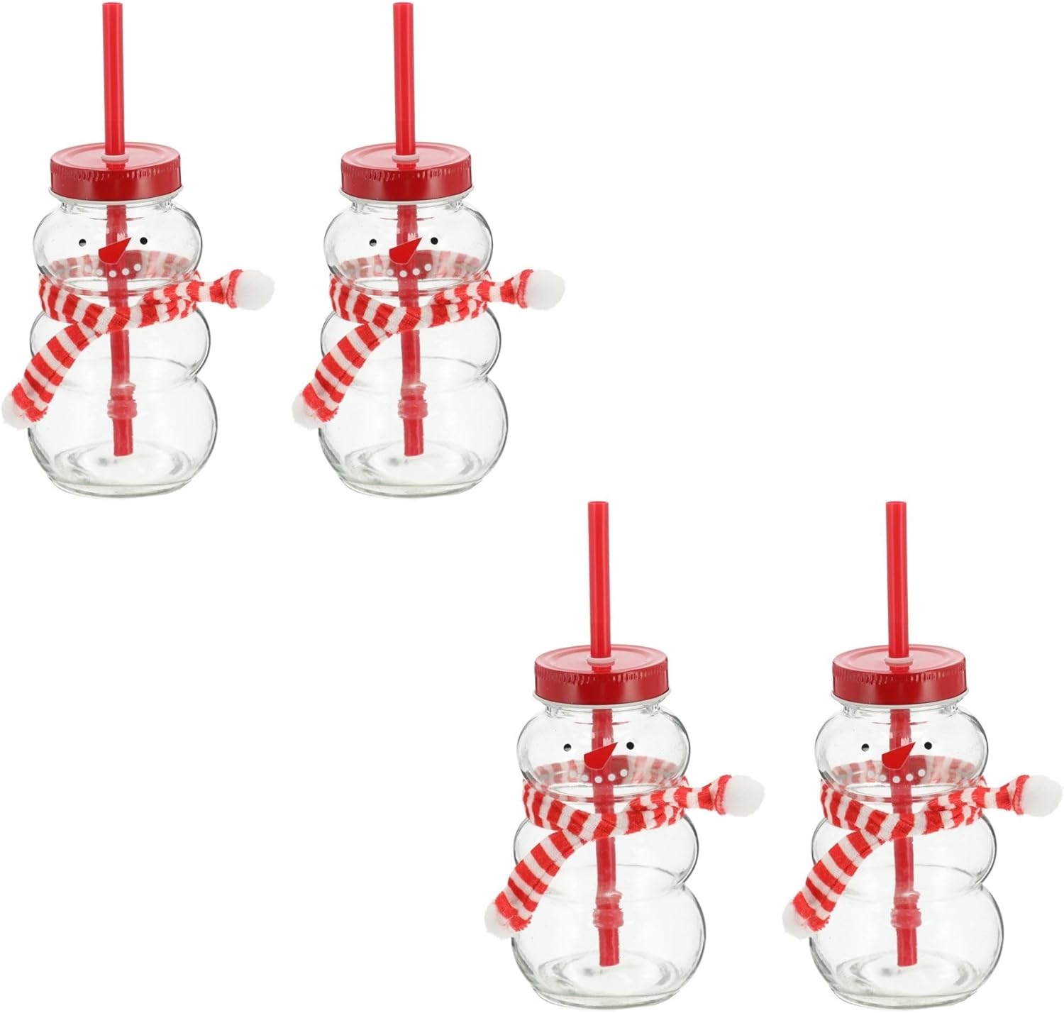 Novaliv 4X Tassen Gl&uuml;hwein 260 ml Personalisierte Weihnachtstasse mit Trinkhalm - Schneemann als Gl&uuml;hweinbecher - Weihnachts Motiv Tasse mit Deckel und Strohhalm Weihnachtstassen Handw&auml;rmer Mugs - Bild 1