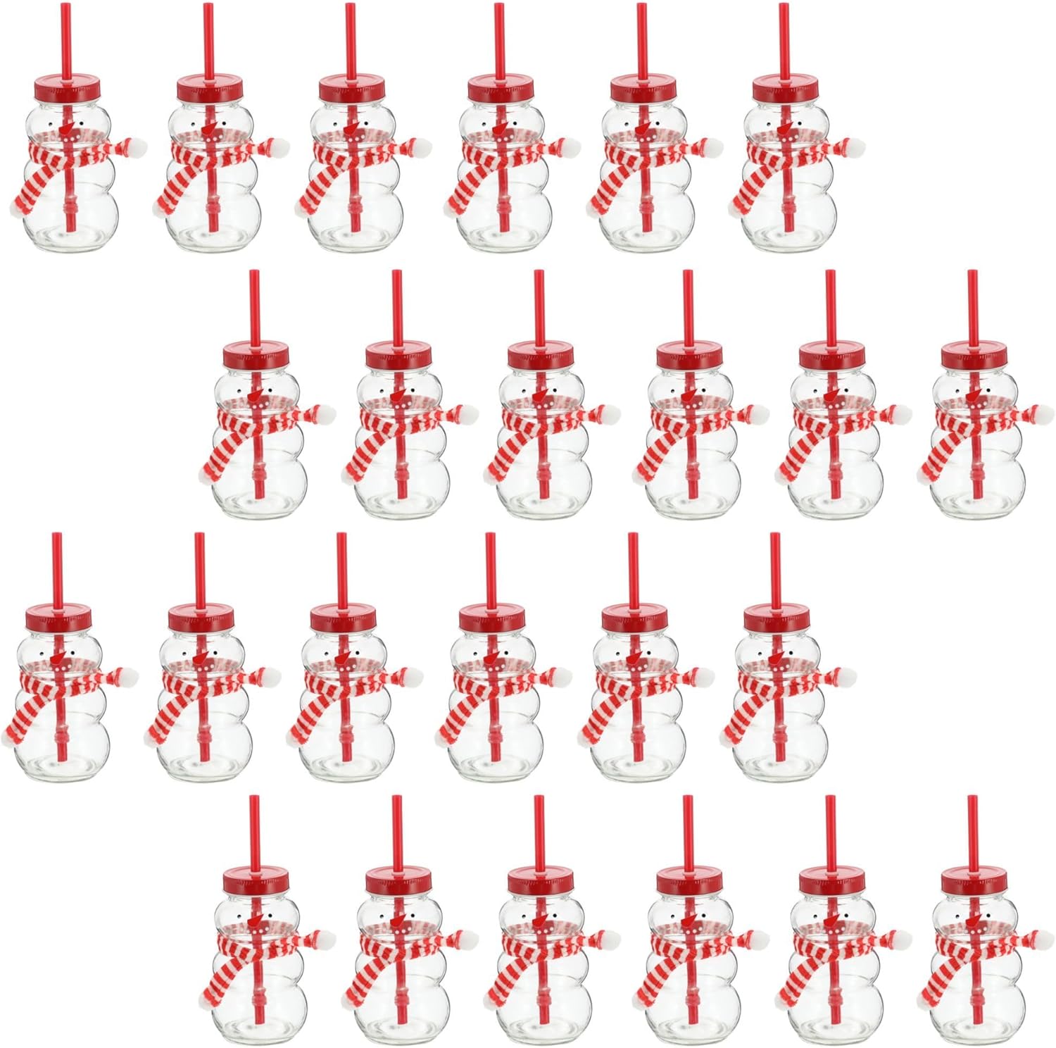 Novaliv 24x Tassen Gl&uuml;hwein 260 ml Personalisierte Weihnachtstasse mit Trinkhalm - Schneemann als Gl&uuml;hweinbecher - Weihnachts Motiv Tasse mit Deckel und Strohhalm Weihnachtstassen Handw&auml;rmer Mugs - Bild 1