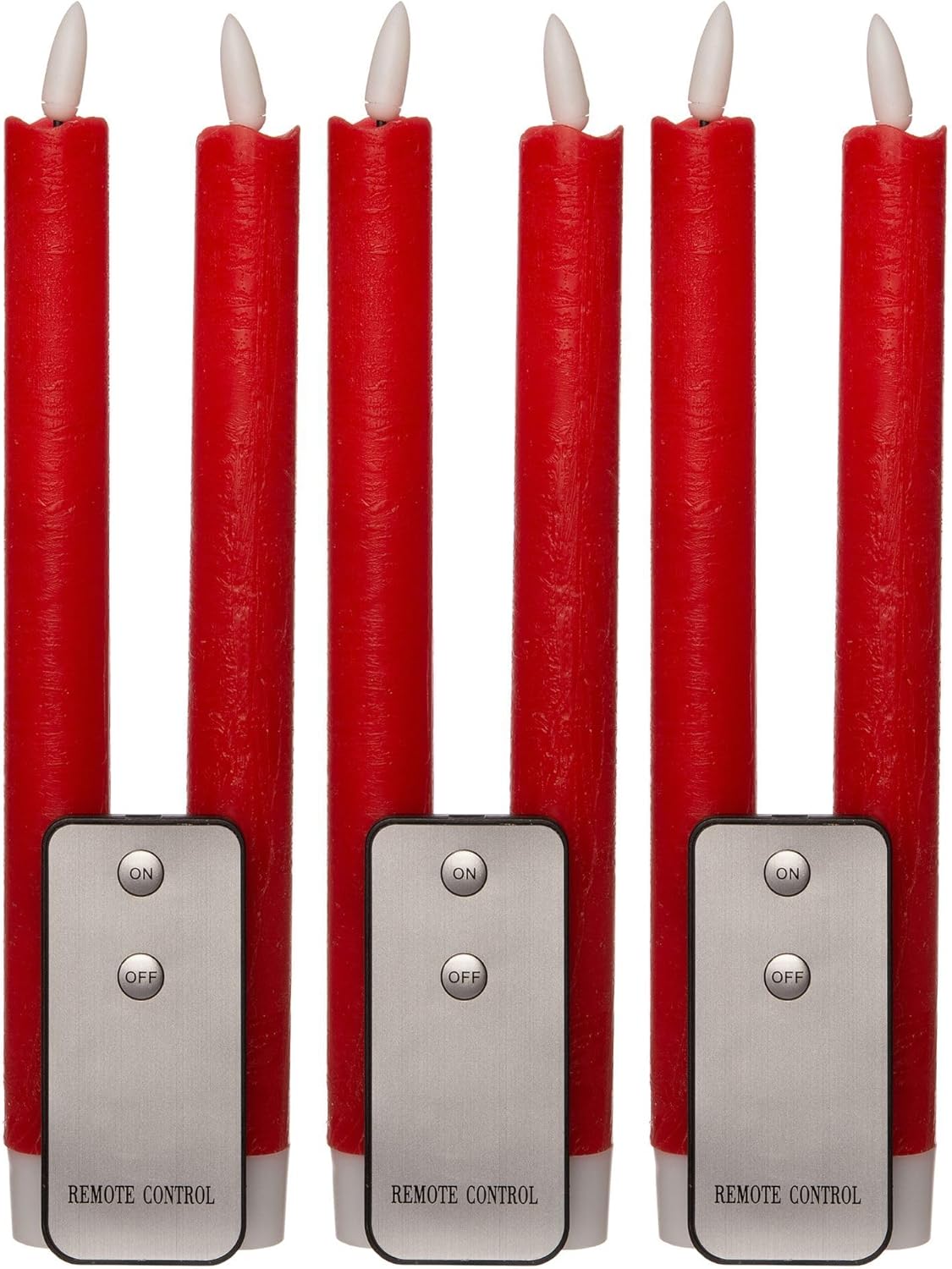 Stabkerzen LED mit Timer ROT 8 St&uuml;ck indoor - 6 Stunden - ECHTWACHS 23cm H&ouml;he f&uuml;r Kerzen 2 ,2cm Durchmesser 2 AAA Batterien notwendig LED Stabkerzen 4er Set ROT (zwei Mal) bewegliche Flamme Licht - Bild 1