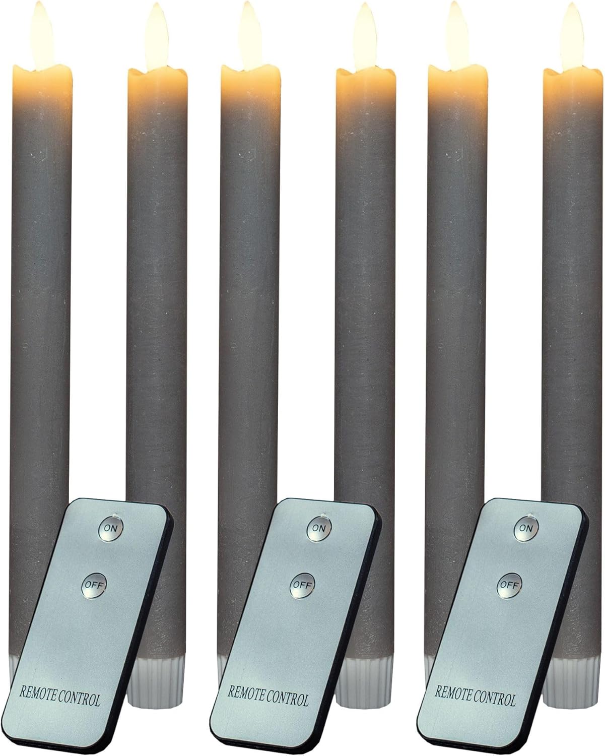 Novaliv Stabkerzen LED mit Timer Taupe GRAU 8 St&uuml;ck Indoor 6 Stunden ECHTWACHS 23cm H&ouml;he f&uuml;r Kerzen 2 ,2cm Durchmesser 2 AAA Batterien notwendig LED Stabkerzen 4er Set 2X bewegliche Flamme Licht - Bild 1