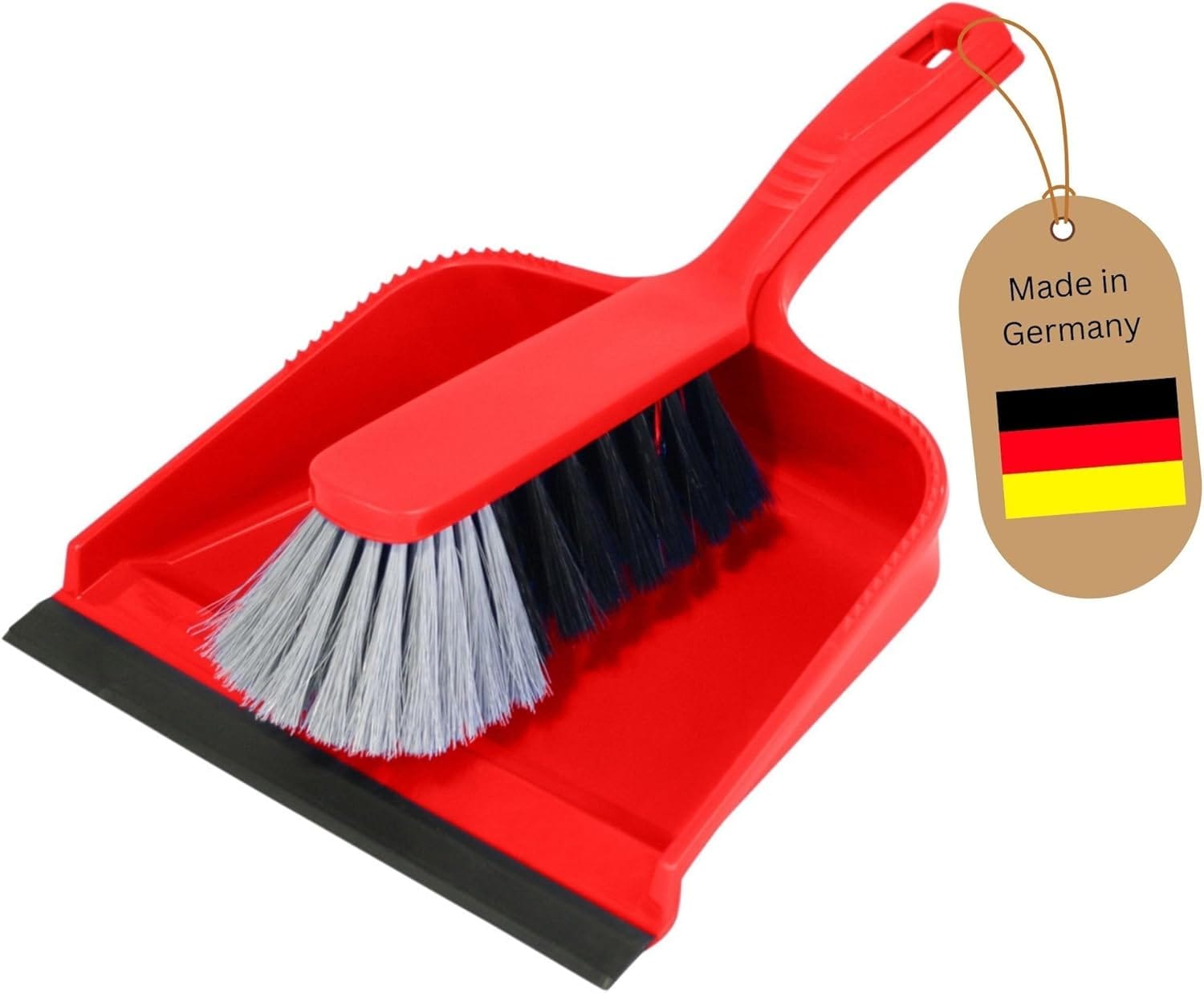 Novaliv Kehrblech Set Kehrblechgarnitur ROT Kunststoff Kehrblechbesen zum Aufkehren Handfeger Kunstborsten PPN Kehrblechset Kehrschaufel 20 cm - geeignet f&uuml;r Camping Feger und Kehrblech - Bild 1