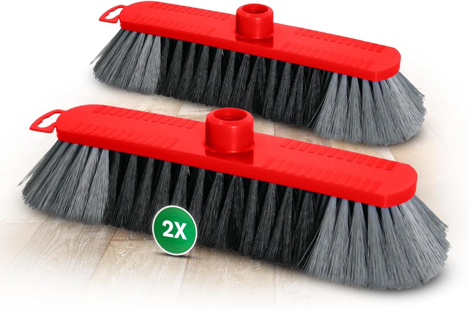 Novaliv 2er Set Zimmerbesen 30 cm FEINE KUNSTBORSTEN Kehrbesen Rot Saalbesen - OHNE Stiel NUR Besenkopf - Saalbesen mit Gewinde f&uuml;r 22mm Besenstiele geeignet - Spinnwebenbesen Zimmerbesen Magic Broom - Bild 1