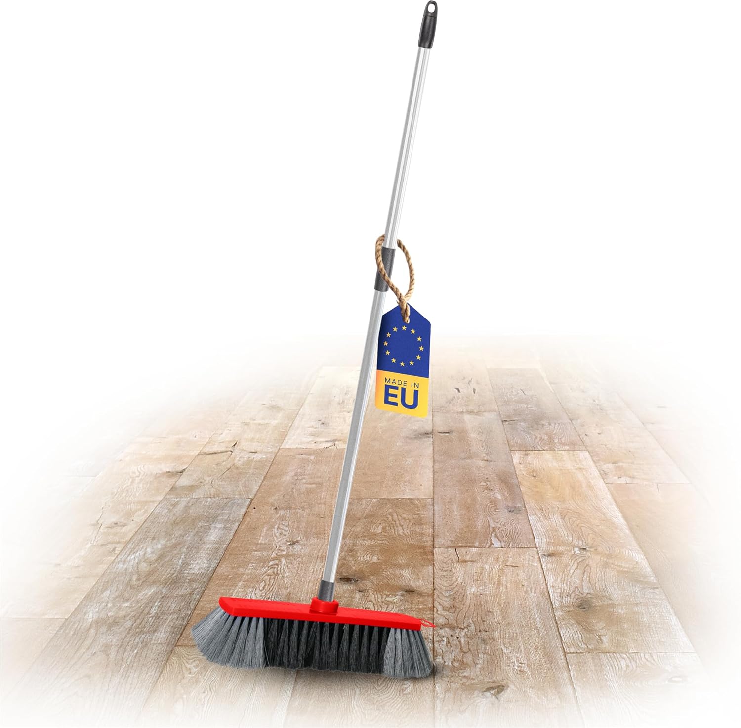 Novaliv Zimmerbesen 30 cm FEINE KUNSTBORSTEN Kehrbesen Rot Saalbesen mit Stiel Teleskopstiel 130 cm - Saalbesen mit Gewinde f&uuml;r 22mm Besenstiele geeignet - Spinnwebenbesen Zimmerbesen Magic Broom - Bild 1
