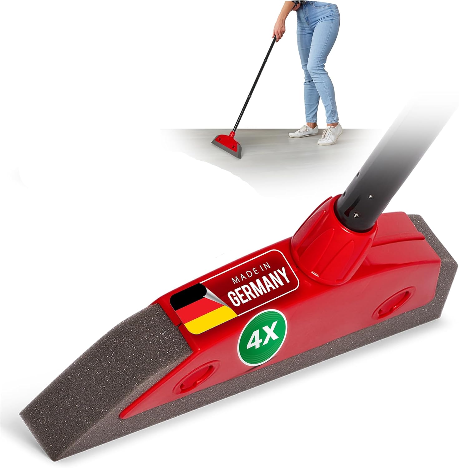 Novaliv 2X Schaumstoffbesen mit Stiel zum Stecken Auto & Abzieher Friseurbesen Gummi Noppenbesen Hundehaarentferner Parkett Besen f&uuml;r Drinnen Teppichbesen Bodenabzieher Haushaltsbesen Wunderbesen - Bild 1