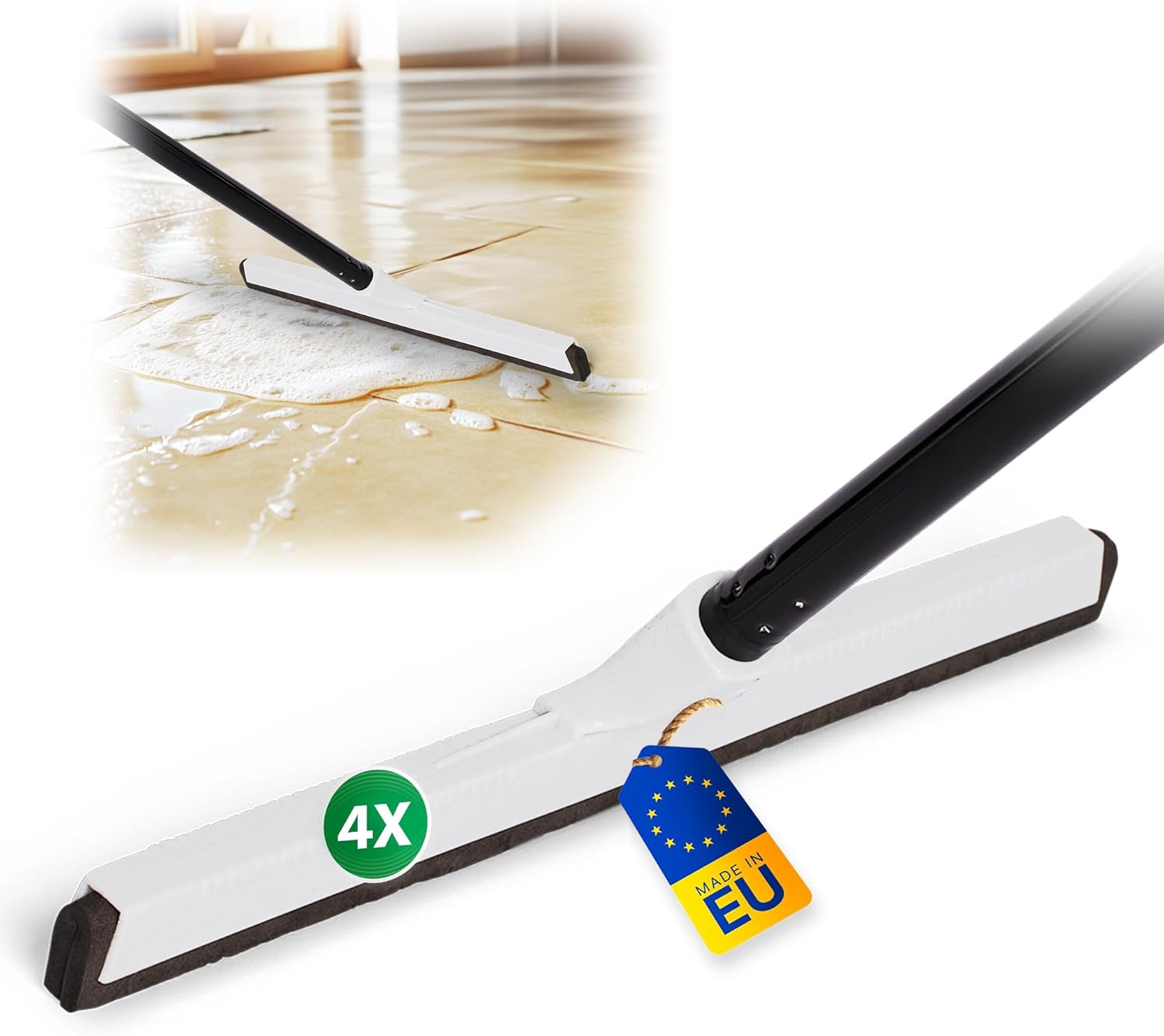 Novaliv 4X Duschabzieher Langer Metallstiel Kunststoff 43cm Bodenabzieher Dusche Terasse gro&szlig; Fensterreiniger Wasserschieber Boden Pool Badabzieher XXL breit Fliesen Wasserschieber Terasse - Bild 1