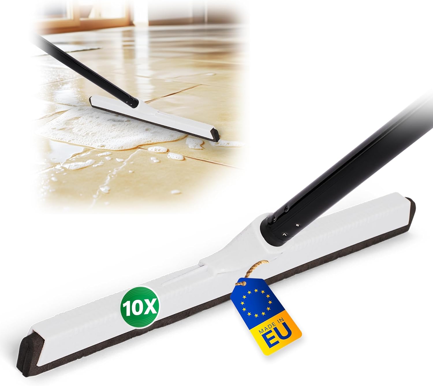 Novaliv 10x Fliesenabzieher Dusche Boden mit Stiel Wasserabzieher f&uuml;r Boden Garten Bad Terasse Auto Wasserschieber Boden Pool Badabzieher XXL breit Wasserabzieher - Bild 1