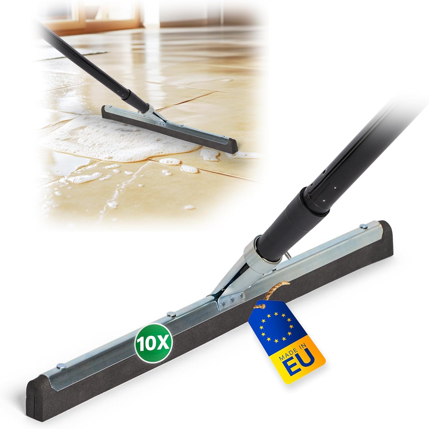 Novaliv 10x Fliesenabzieher Dusche 45 cm Boden mit Schraub- Steckstiel 137 cm Wasserabzieher f&uuml;r Boden Garten Bad Terasse Auto Wasserschieber Metall Boden Pool Badabzieher XXL breit Wasserabzieher - Bild 1
