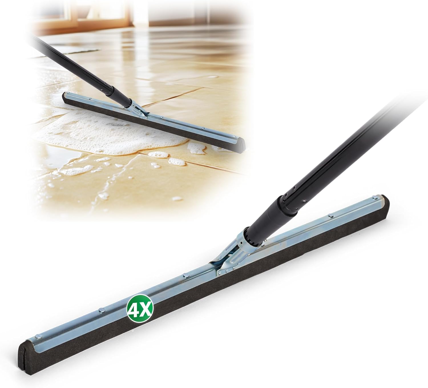 Novaliv 4X Duschabzieher Langer Stiel 137 cm Bodenabzieher Dusche 60 cm Terasse gro&szlig; Fensterreiniger Wasserschieber Metall Boden Pool Badabzieher XXL breit Fliesen Wasserschieber Terasse - Bild 1