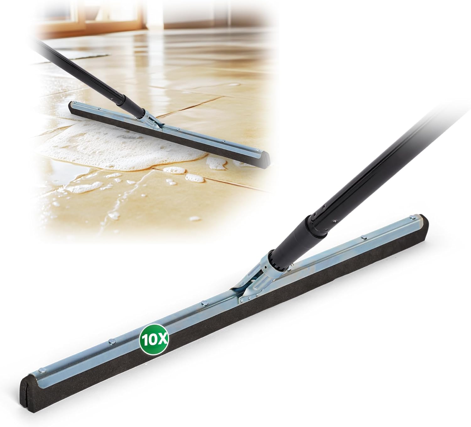 Novaliv 10x Fliesenabzieher Dusche 60 cm Boden mit Schraub- Steckstiel 137 cm Wasserabzieher f&uuml;r Boden Garten Bad Terasse Auto Wasserschieber Metall Boden Pool Badabzieher XXL breit Wasserabzieher - Bild 1