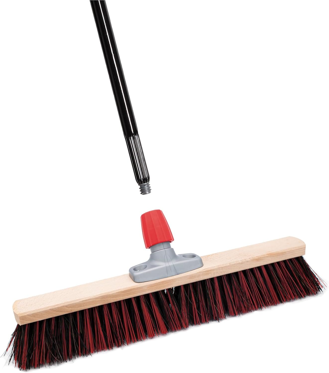 Novaliv Stra&szlig;enbesen mit Stiel 60 cm Arenga-Elaston Borsten inkl. Kehrgarnitur schwarz bestehend aus Kehrblech und Handfeger Ideal als Gartenbesen Terassenbesen Stallbesen Kehrbesen Outdoor Broom - Bild 1