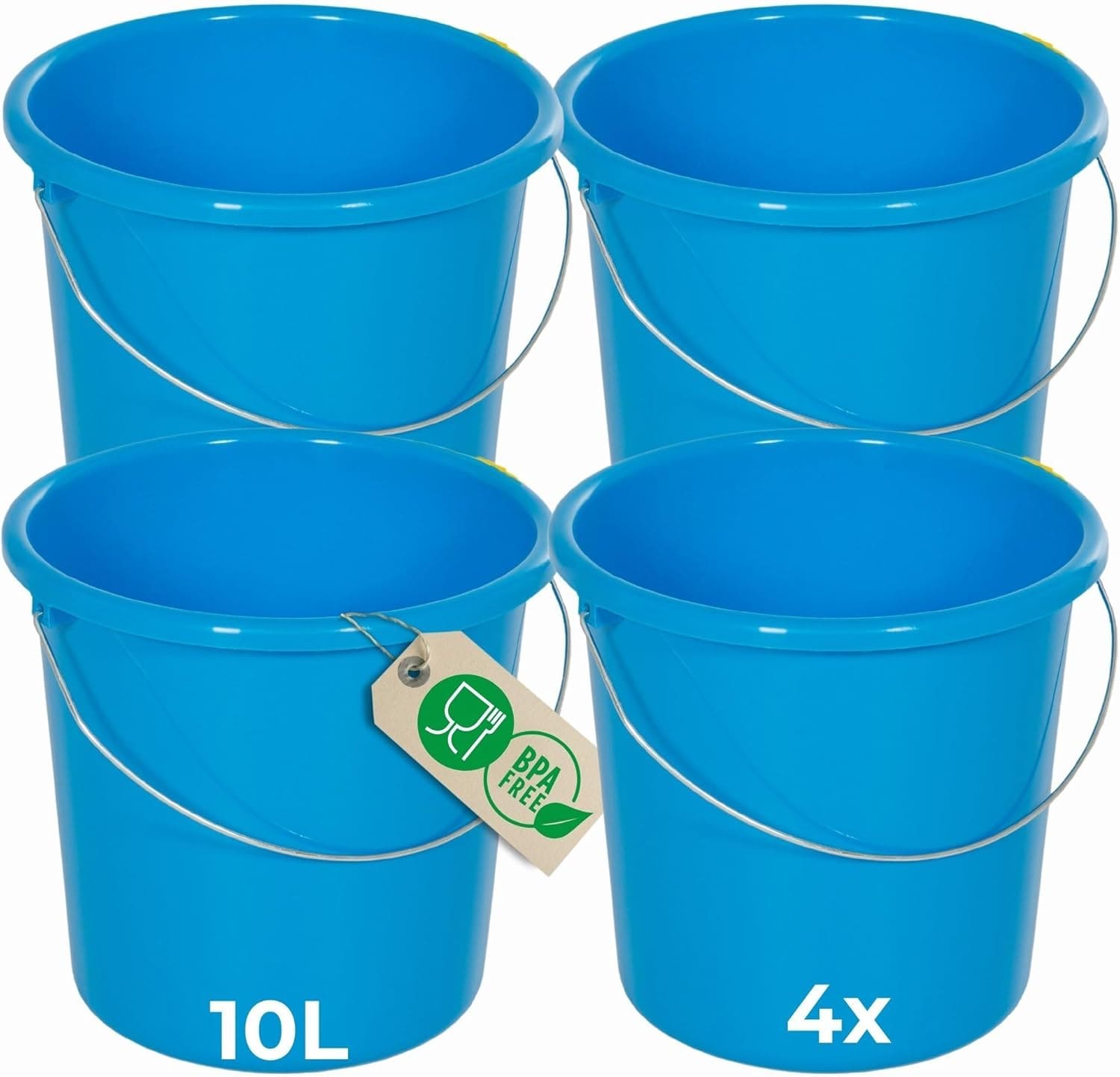 Novaliv 4 St&uuml;ck Eimer 10L Blau mit Ma&szlig;einteilung - Putzeimer 10 Liter ? 28 ,5 cm Praktischer Allrounder mit Skala f&uuml;r Haushalt & Garten ideal als Haushaltseimer , Wassereimer , Wischeimer , Bucket - Bild 1