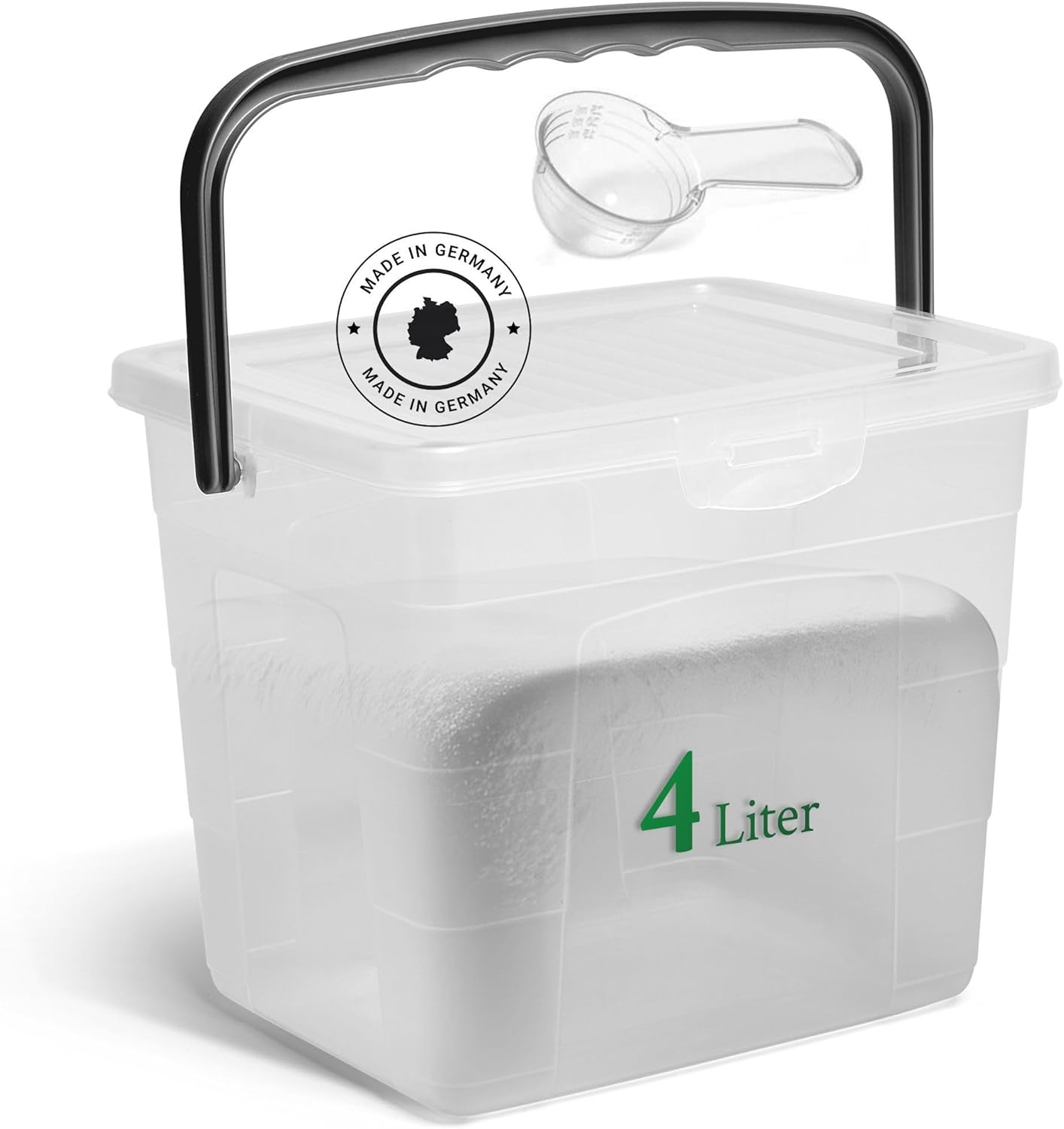 Novaliv Waschmittelbox mit Deckel 4 Liter Transparent und Dosierl&ouml;ffel 23,5 x 18 x 18,5 cm Box Waschpulver Aufbewahrungsbox mit Henkel Waschmittel Aufbewahrung Waschmittelbeh&auml;lter Waschpulverbeh&auml;lter - Bild 1