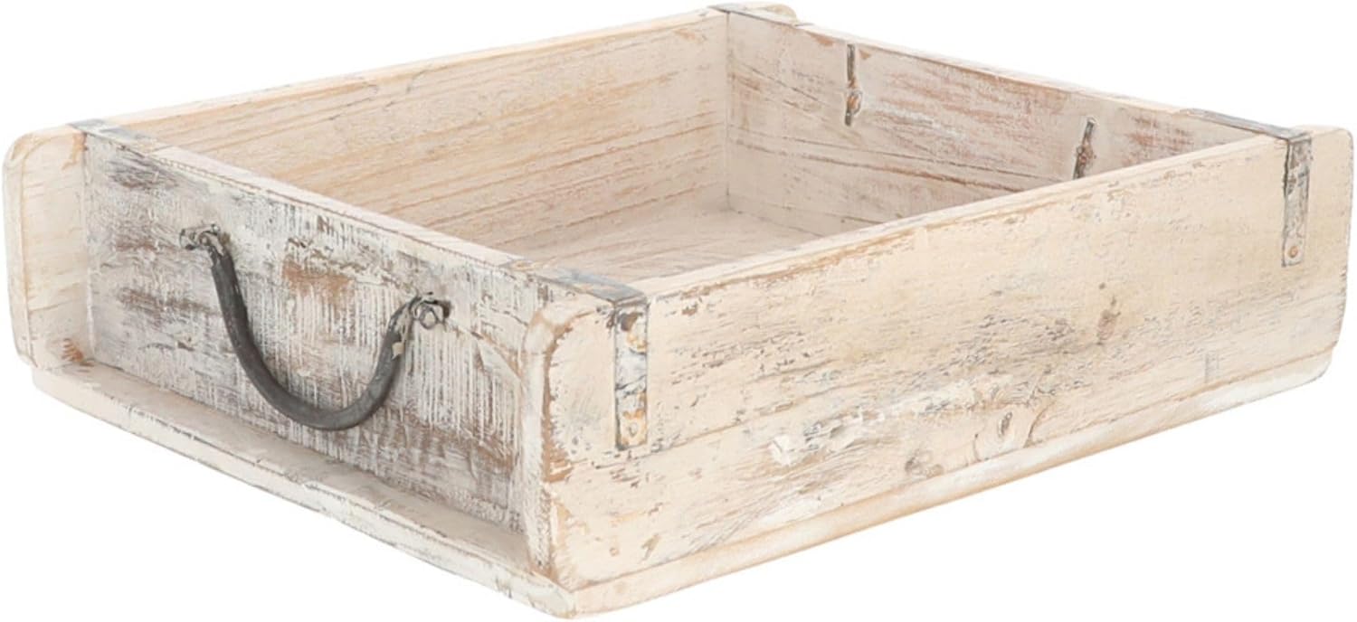 Novaliv Holzkiste Vintage Wei&szlig; 30 x 25 x 8 cm Alte Ziegelform Holz Gro&szlig; Allzweckkiste aus recyceltem Altholz Jede Form EIN Unikat ? Vintage Kiste Deko - Bild 1