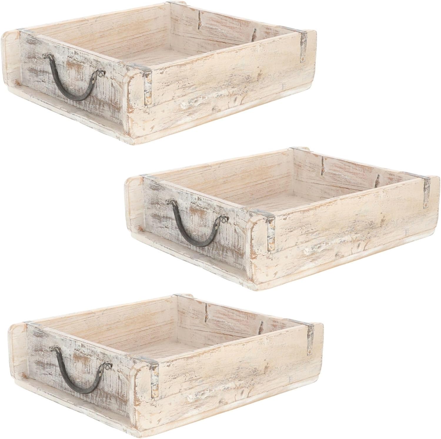 Novaliv 3x Holzkiste Vintage Wei&szlig; 30 x 25 x 8 cm Alte Ziegelform Holz Gro&szlig; Allzweckkiste aus recyceltem Altholz Jede Form EIN Unikat ? Vintage Kiste Deko - Bild 1