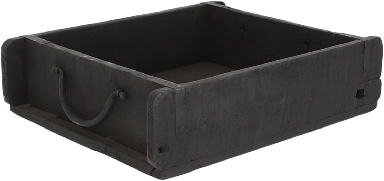 Novaliv Holzkiste Vintage Schwarz 30 x 25 x 8 cm Alte Ziegelform Holz Gro&szlig; Allzweckkiste aus recyceltem Altholz Jede Form EIN Unikat ? Vintage Kiste Deko - Bild 1